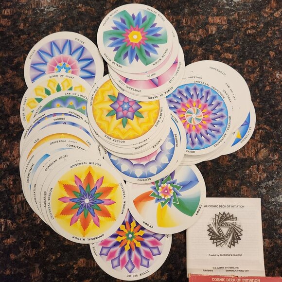 Cosmic Deck Of Initiation Barbara DeLong Circular Mandala Cards 1992 Book Boxed - Picture 1 of 6
